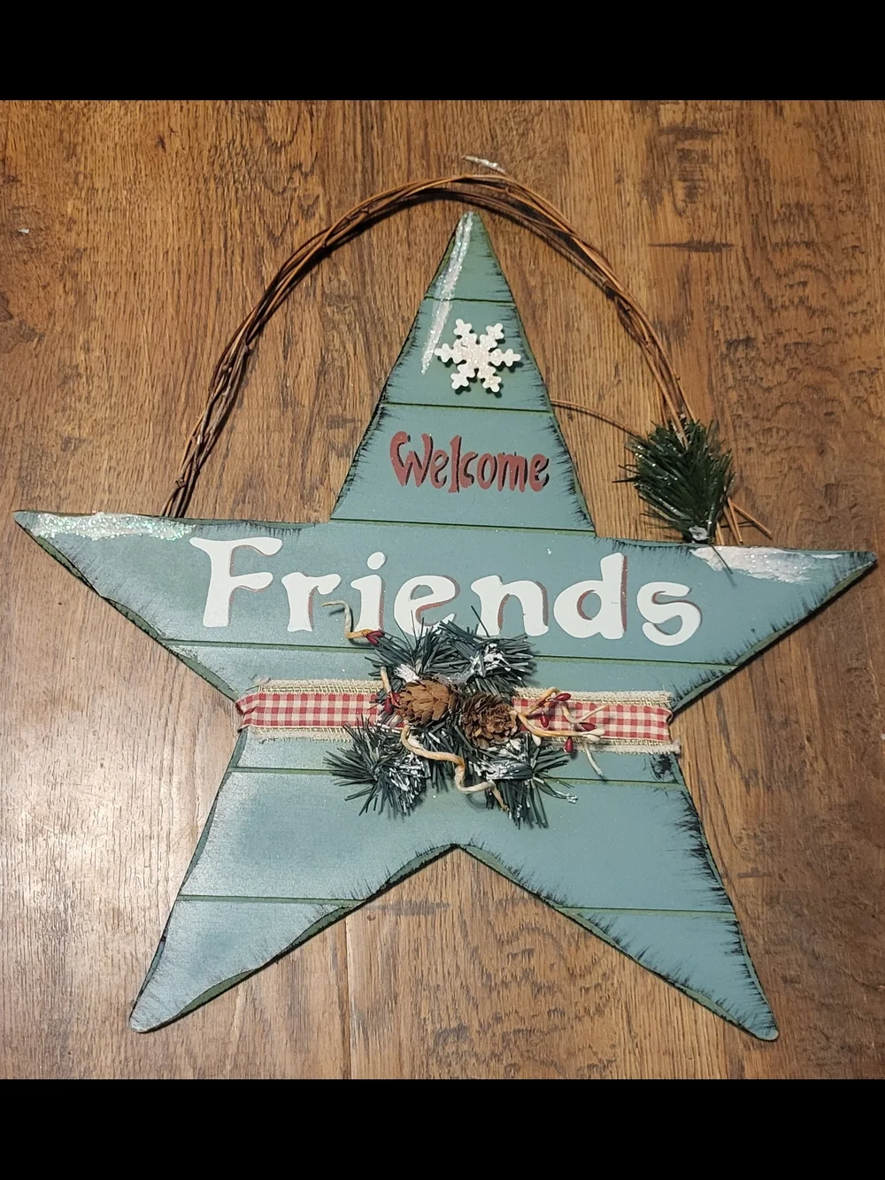 Welcome Friends Blue Star Holiday Wall Decor